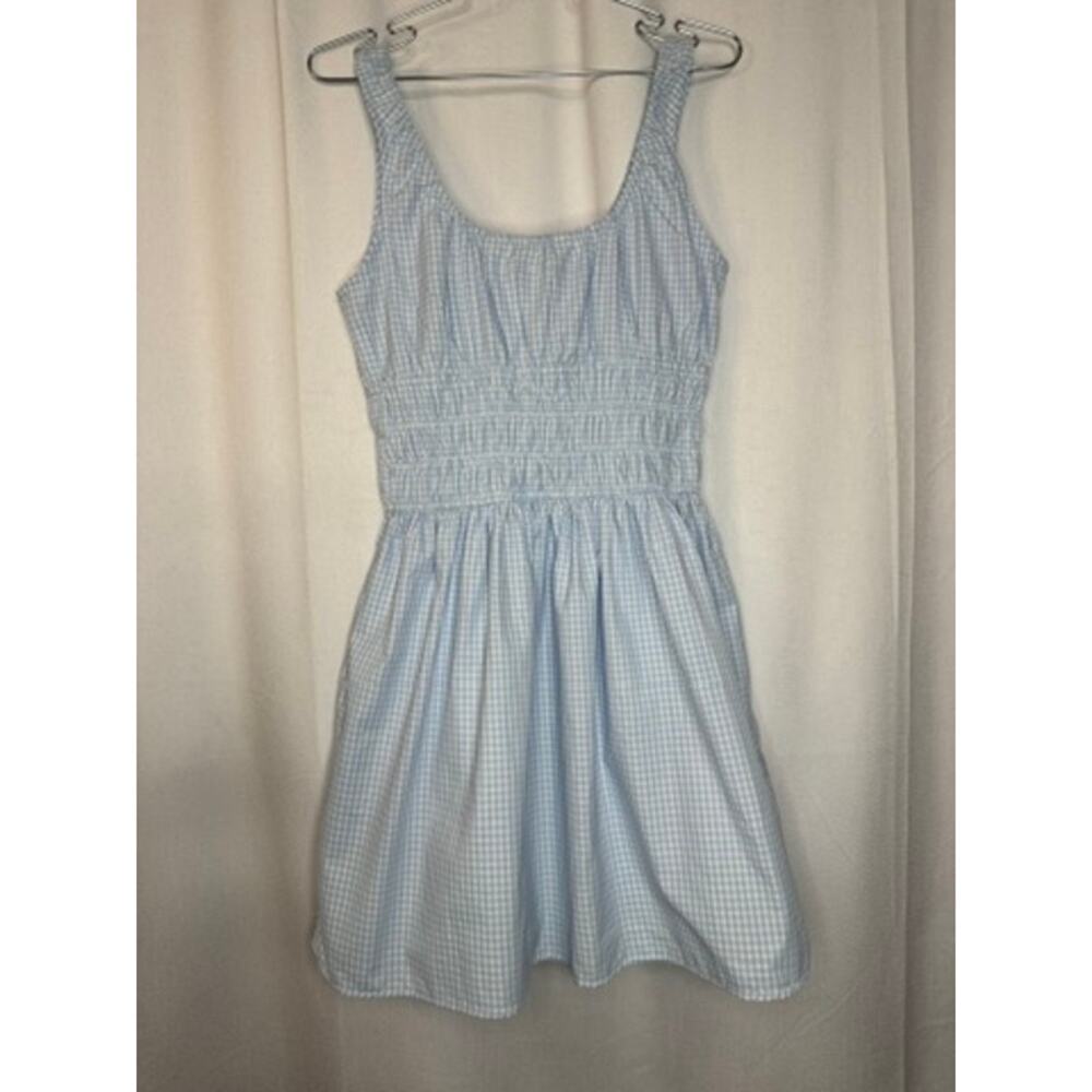 403. Sim & Sam Blue Gingham Sleeveless Fit & Flare Dress Size M - Picture 2 of 8